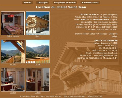 Cr�ation du site internet du chalet Saint Jean