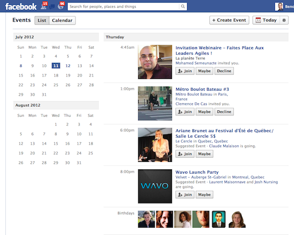 Calendrier facebook Calendrier facebook