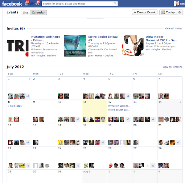 Calendrier facebook vue mensuelle Calendrier facebook vue mensuelle