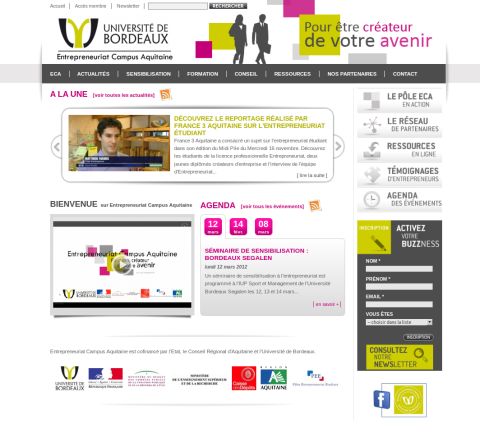 Création du site internet Entrepreneuriat Campus Aquitaine