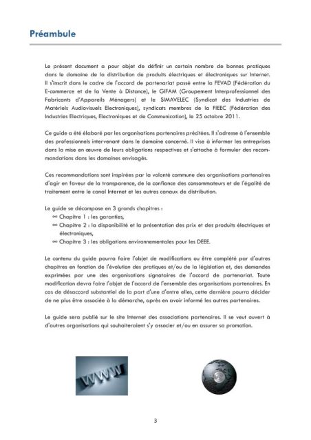 Guide des bonnes pratiques relatif à la distribution de produits électriques et électroniques sur Internet